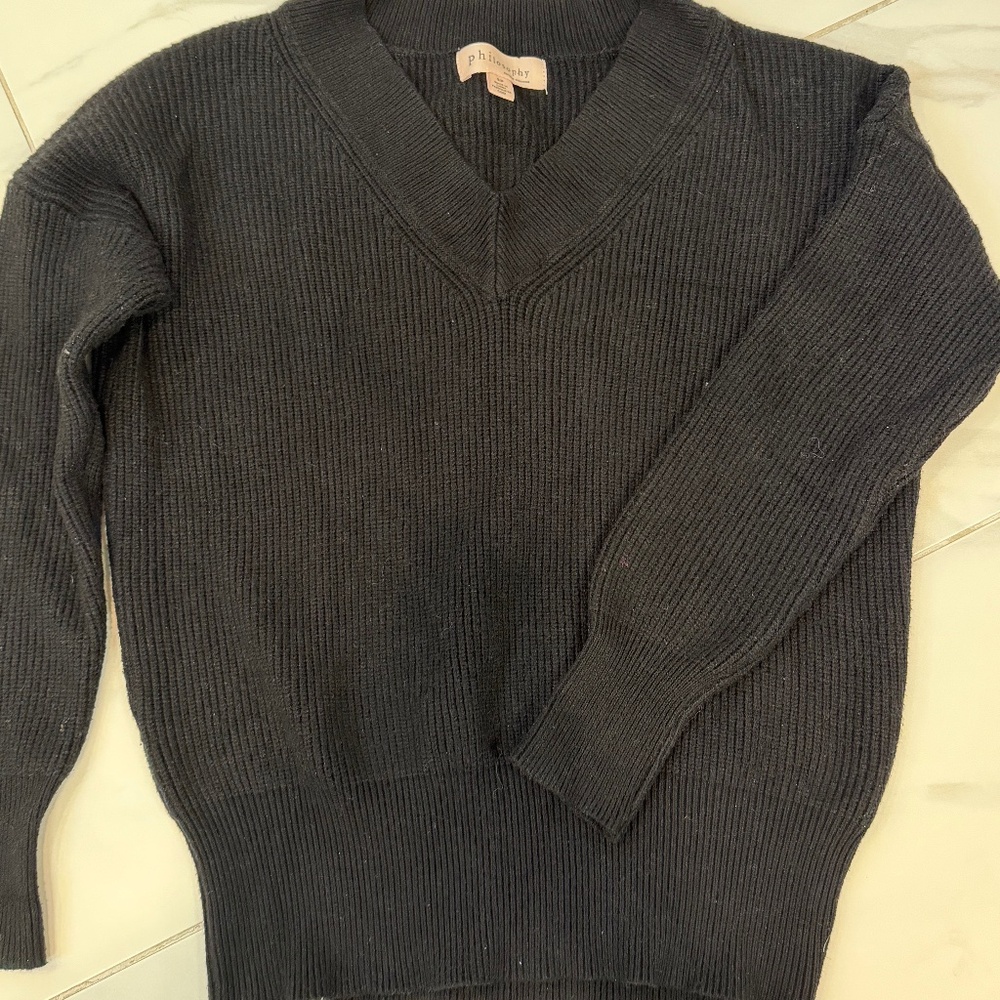 Philosophy Black Viscose Pullover V Neck